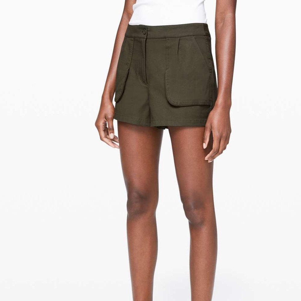 Lululemon Dark Olive This Instant Chino Shorts